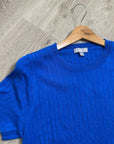 J. Crew Silk Cashmere Blend Ribbed Royal Blue Knit T- Shirt Top
