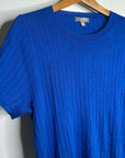 J. Crew Silk Cashmere Blend Ribbed Royal Blue Knit T- Shirt Top