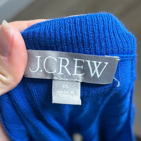 J. Crew Silk Cashmere Blend Ribbed Royal Blue Knit T- Shirt Top