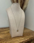925 Sterling Silver Citrine Stone Natural Diamond Accent 18 in Chain Necklace