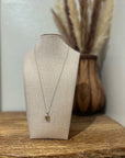 925 Sterling Silver Citrine Stone Natural Diamond Accent 18 in Chain Necklace