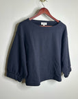 Nation LA 100% Cotton Slouchy Sleeve Boat Neck Gray Terry Cloth Sweatshirt