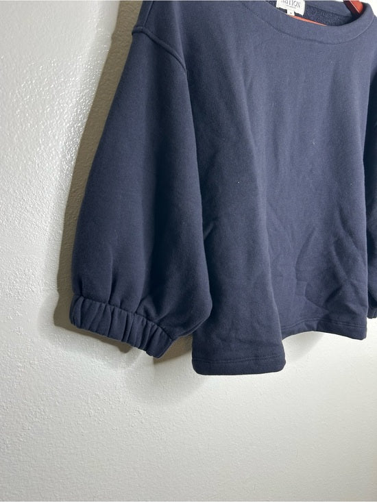 Nation LA 100% Cotton Slouchy Sleeve Boat Neck Gray Terry Cloth Sweatshirt