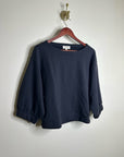 Nation LA 100% Cotton Slouchy Sleeve Boat Neck Gray Terry Cloth Sweatshirt