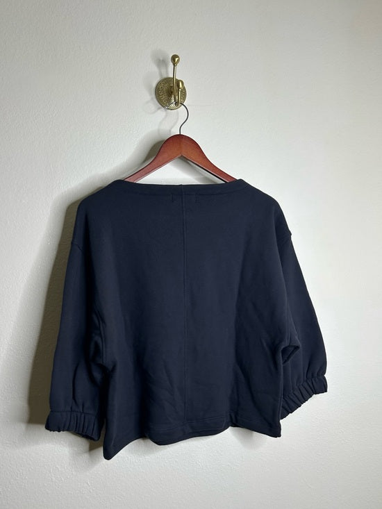 Nation LA 100% Cotton Slouchy Sleeve Boat Neck Gray Terry Cloth Sweatshirt