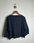Nation LA 100% Cotton Slouchy Sleeve Boat Neck Gray Terry Cloth Sweatshirt