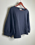Nation LA 100% Cotton Slouchy Sleeve Boat Neck Gray Terry Cloth Sweatshirt