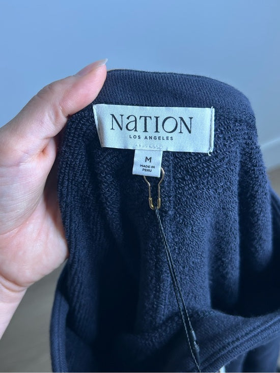 Nation LA 100% Cotton Slouchy Sleeve Boat Neck Gray Terry Cloth Sweatshirt