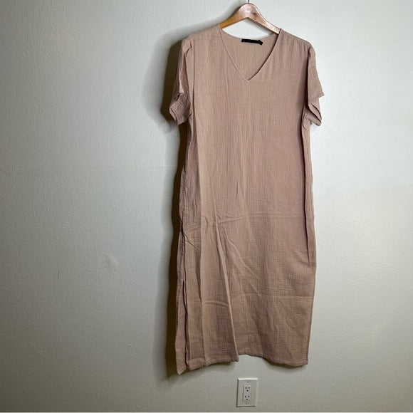 Jenni Kayne Jenni Kayne 100% Cotton Cypress Caftan Gauze Midi Dress in Blush - Cotton