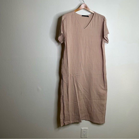 Jenni Kayne Jenni Kayne 100% Cotton Cypress Caftan Gauze Midi Dress in Blush - Cotton