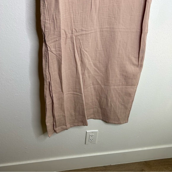 Jenni Kayne 100% Cotton Cypress Caftan Gauze Midi Dress in Blush
