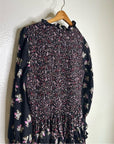 Rebecca Taylor 100% Silk Floral Smocked Long Sleeve Dress