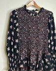Rebecca Taylor 100% Silk Floral Smocked Long Sleeve Dress