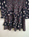 Rebecca Taylor 100% Silk Floral Smocked Long Sleeve Dress