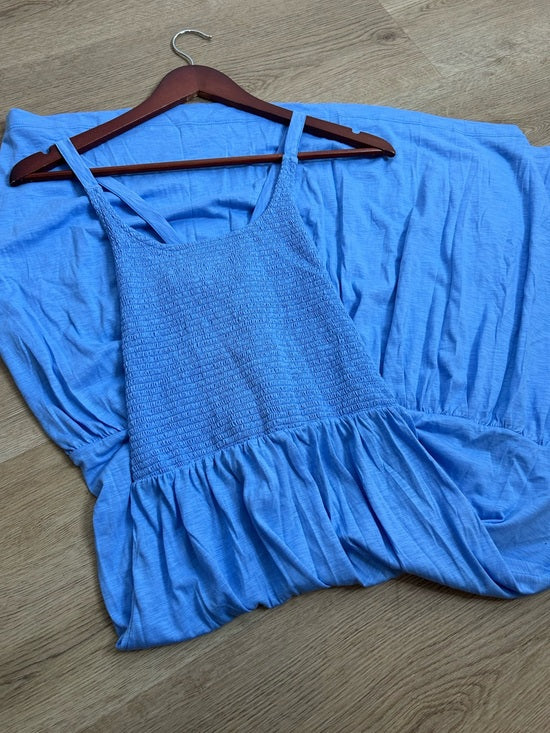 Nation LA 100% Cotton Penelope Smocked Midi Dress in Blue Laguna