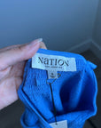 Nation LA 100% Cotton Penelope Smocked Midi Dress in Blue Laguna