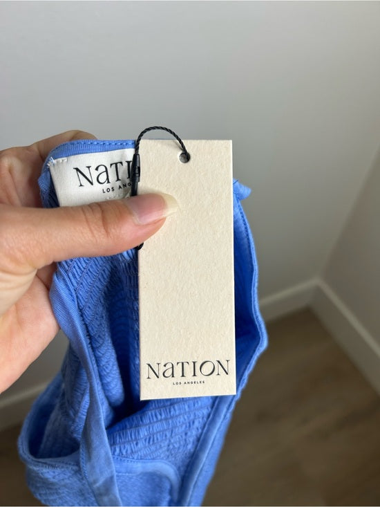 Nation LA 100% Cotton Penelope Smocked Midi Dress in Blue Laguna