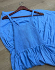 Nation LA 100% Cotton Penelope Smocked Midi Dress in Blue Laguna