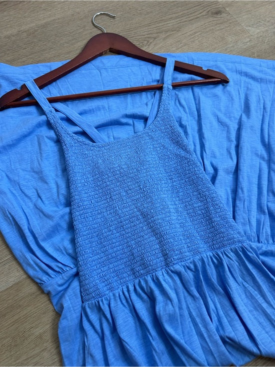 Nation LA 100% Cotton Penelope Smocked Midi Dress in Blue Laguna