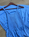 Nation LA 100% Cotton Penelope Smocked Midi Dress in Blue Laguna