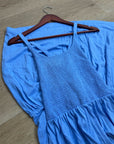 Nation LA 100% Cotton Penelope Smocked Midi Dress in Blue Laguna