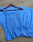 Nation LA 100% Cotton Penelope Smocked Midi Dress in Blue Laguna