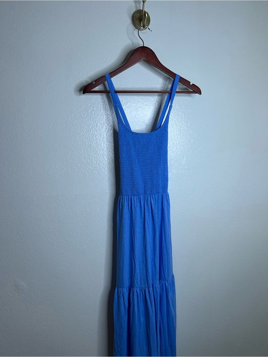 Nation LA 100% Cotton Penelope Smocked Midi Dress in Blue Laguna