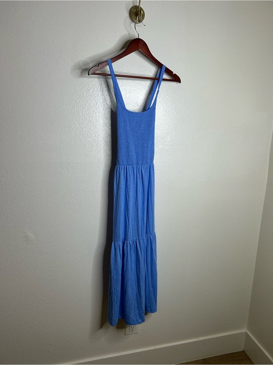 Nation LA 100% Cotton Penelope Smocked Midi Dress in Blue Laguna