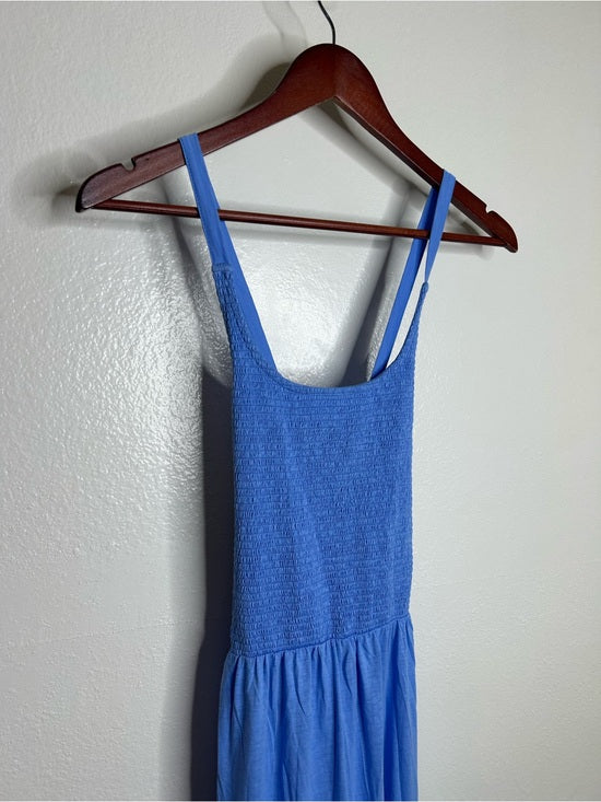 Nation LA 100% Cotton Penelope Smocked Midi Dress in Blue Laguna
