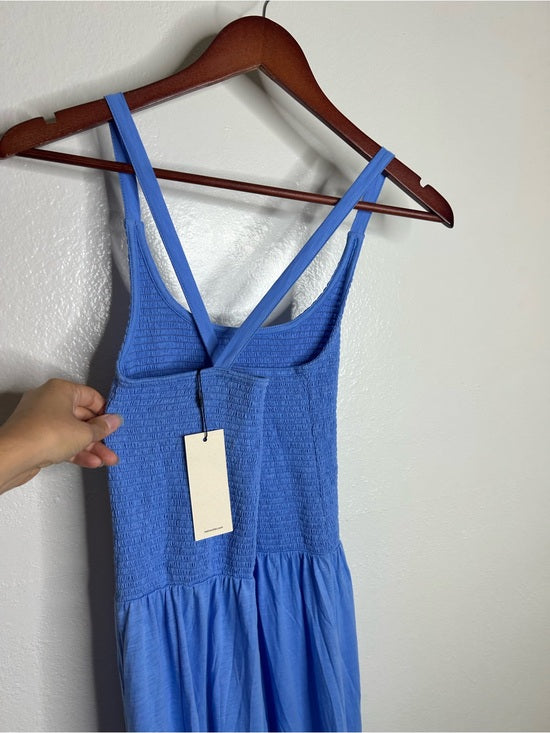 Nation LA 100% Cotton Penelope Smocked Midi Dress in Blue Laguna
