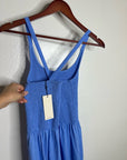 Nation LA 100% Cotton Penelope Smocked Midi Dress in Blue Laguna