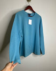 Land's End 100% Cashmere Teal Blue Crew Neck Knit Sweater
