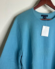 Land's End 100% Cashmere Teal Blue Crew Neck Knit Sweater