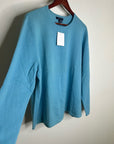 Land's End 100% Cashmere Teal Blue Crew Neck Knit Sweater