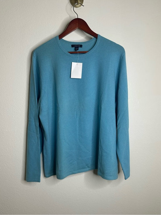 Land's End 100% Cashmere Teal Blue Crew Neck Knit Sweater