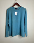 Land's End 100% Cashmere Teal Blue Crew Neck Knit Sweater