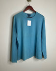 Land's End 100% Cashmere Teal Blue Crew Neck Knit Sweater