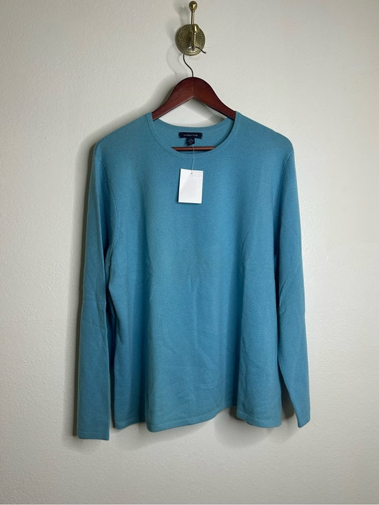 Land's End 100% Cashmere Teal Blue Crew Neck Knit Sweater