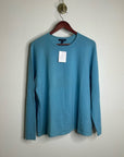 Land's End 100% Cashmere Teal Blue Crew Neck Knit Sweater