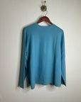 Land's End 100% Cashmere Teal Blue Crew Neck Knit Sweater