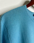 Land's End 100% Cashmere Teal Blue Crew Neck Knit Sweater