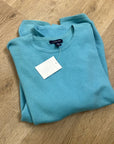 Land's End 100% Cashmere Teal Blue Crew Neck Knit Sweater