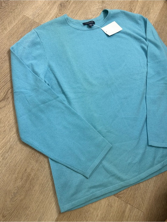 Land's End 100% Cashmere Teal Blue Crew Neck Knit Sweater