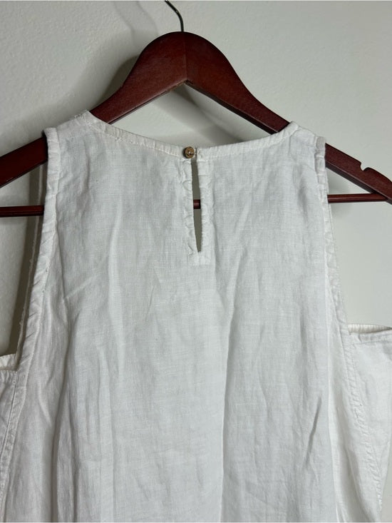 Reistor 100% Hemp White Cream Eyelet Floral Tank Midi Dress Relaxed Fit