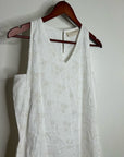 Reistor 100% Hemp White Cream Eyelet Floral Tank Midi Dress Relaxed Fit