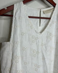 Reistor 100% Hemp White Cream Eyelet Floral Tank Midi Dress Relaxed Fit