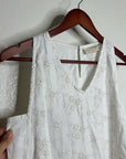Reistor 100% Hemp White Cream Eyelet Floral Tank Midi Dress Relaxed Fit