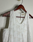 Reistor 100% Hemp White Cream Eyelet Floral Tank Midi Dress Relaxed Fit