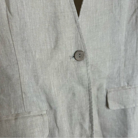 Grae Cove 100% Linen Tan One Button Lightweight Blazer Jacket