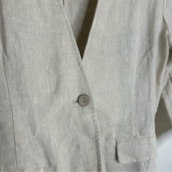 Grae Cove 100% Linen Tan One Button Lightweight Blazer Jacket